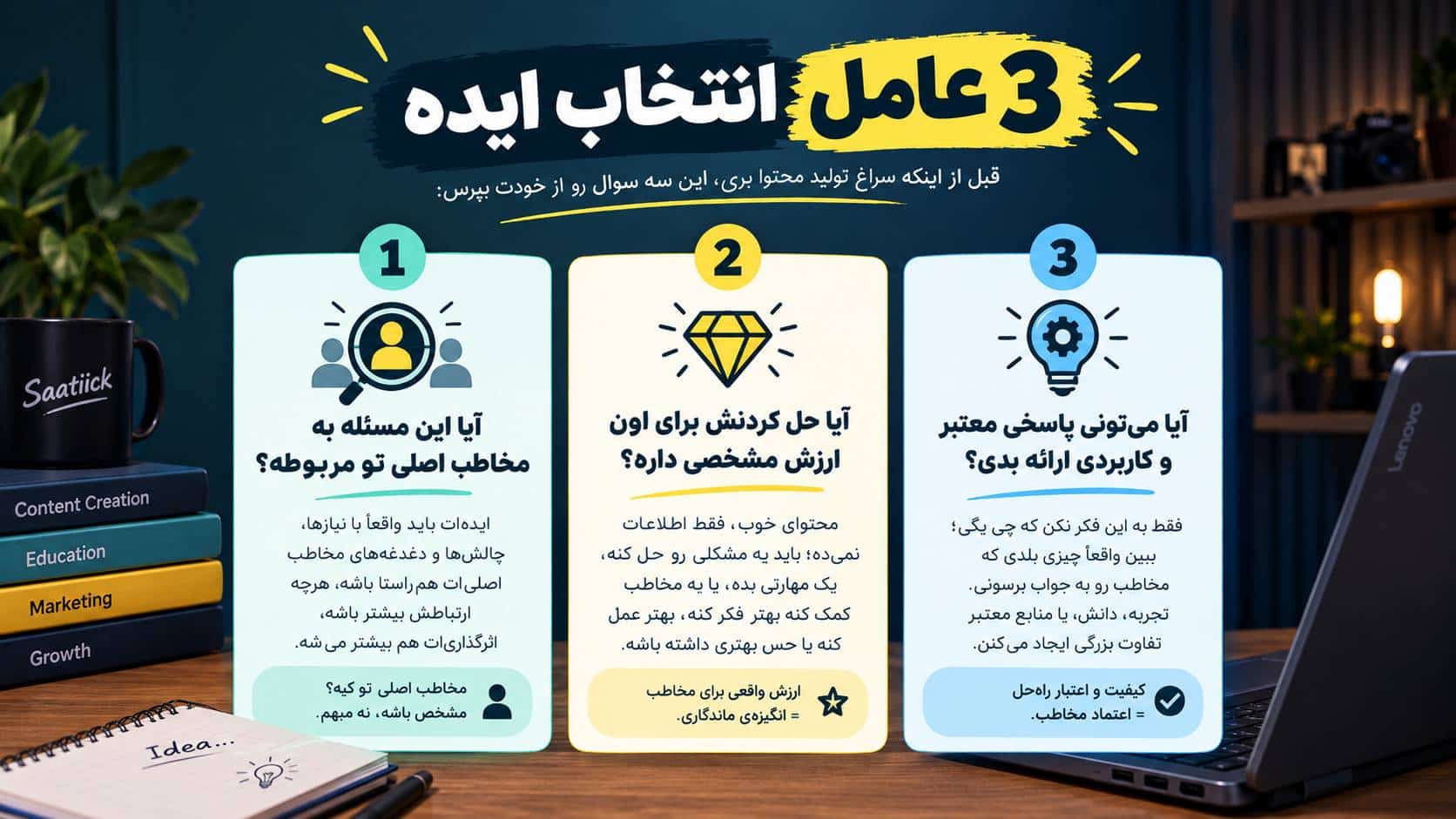 3 عامل انتخاب ایده در ذهنیت محتوایی